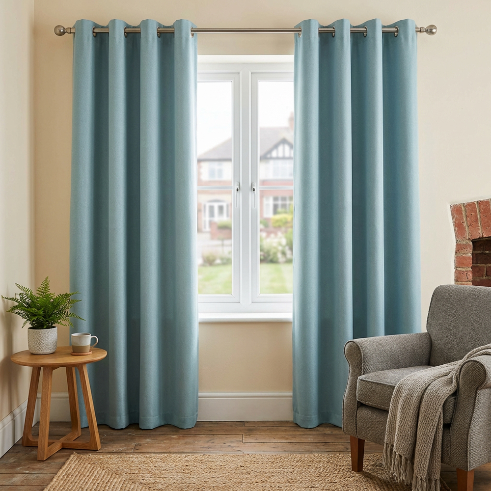 Taylor Blackout Eyelet Curtains - Duck Egg / 137cm / 168cm Image 3