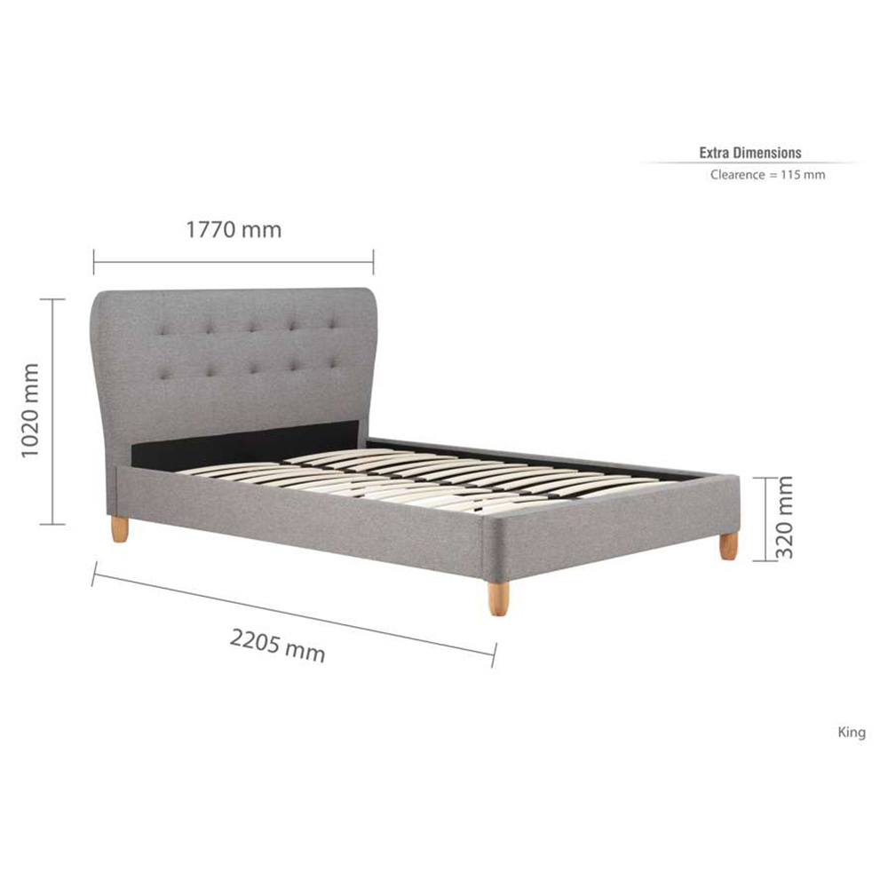 Stockholm King Size Grey Bed Fabric Image 9