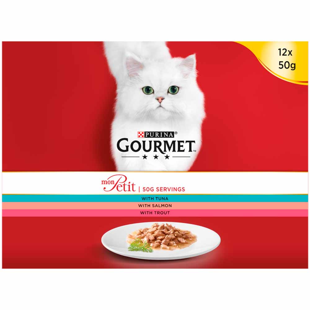 Gourmet Mon Petit Fish Variety Cat Food Pouches 12 x 50g Image 2