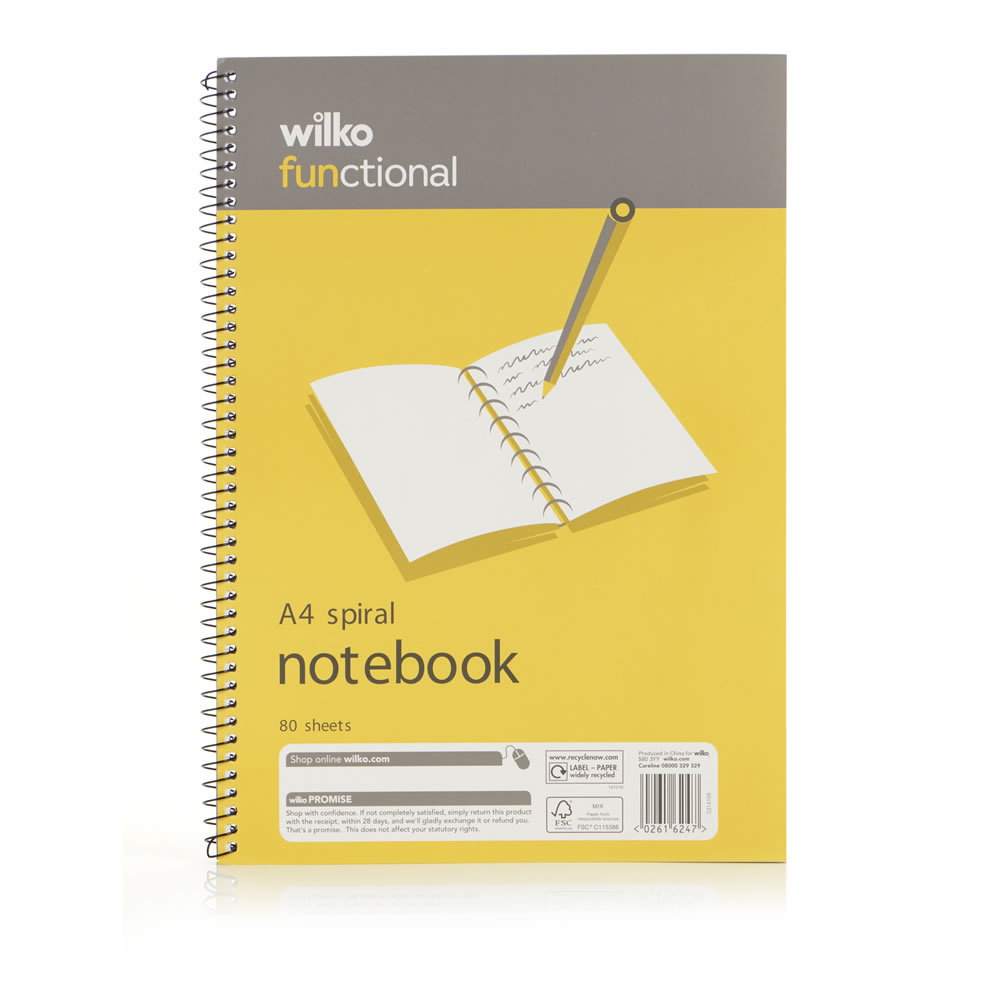 Wilko A4 Functional Spiral Notebook 80 Sheets Image