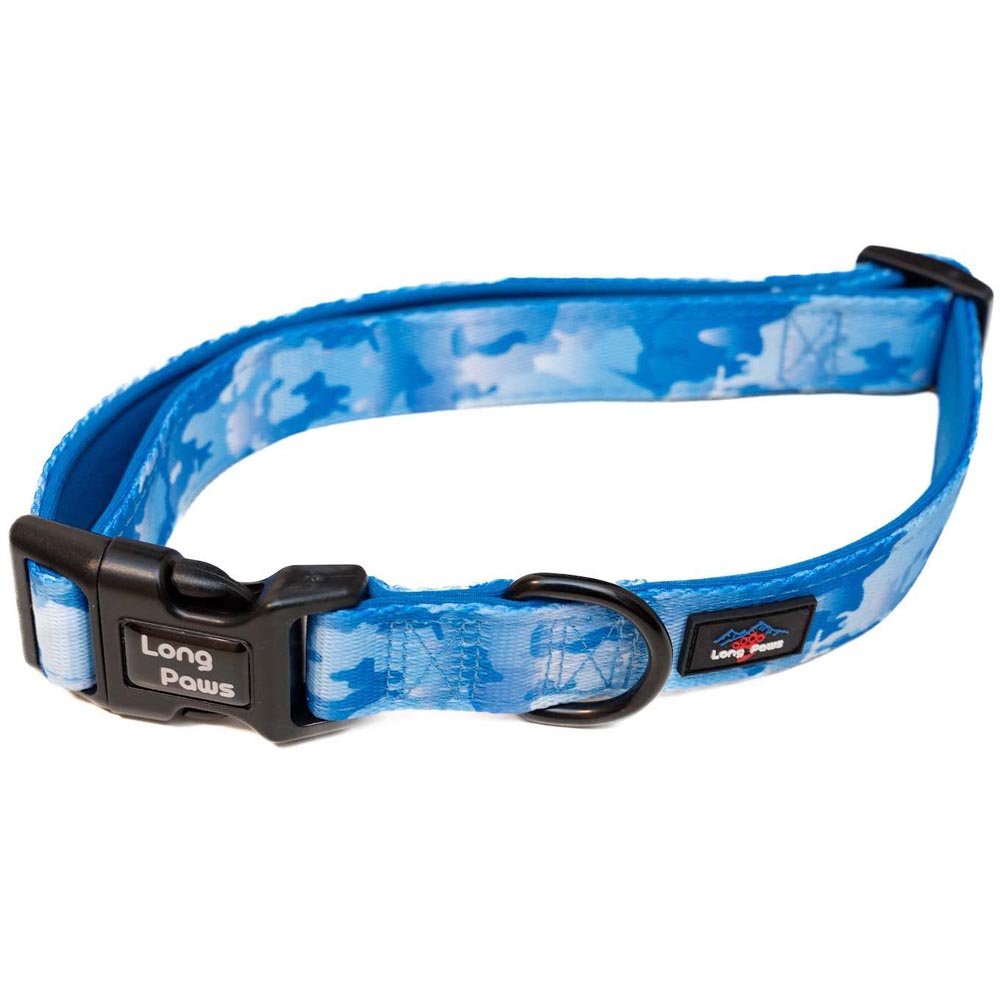 Long Paws Dog Collar Blue Camo Small Wilko