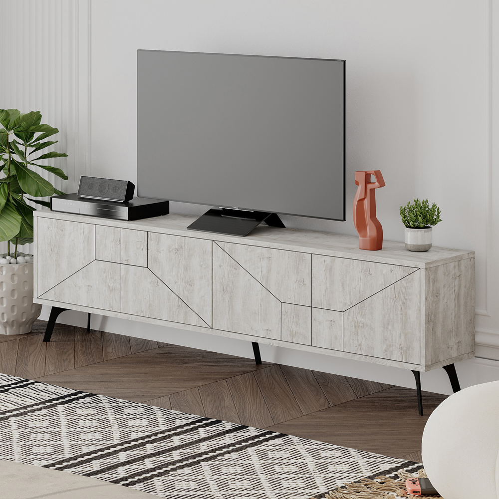 Decortie Dune 4 Door Ancient White TV Unit Image 1