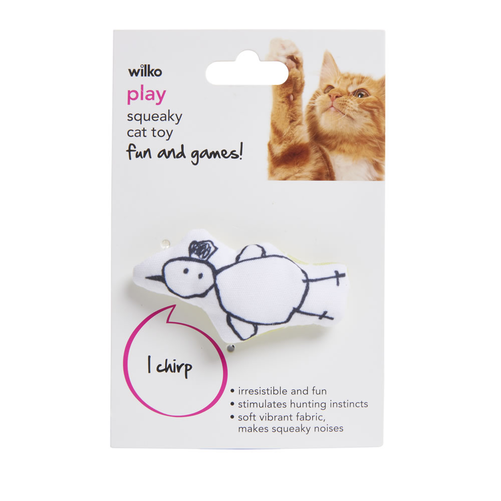 Wilko Squeaky Cat Toy Assorted Mouse or Bird Image 2