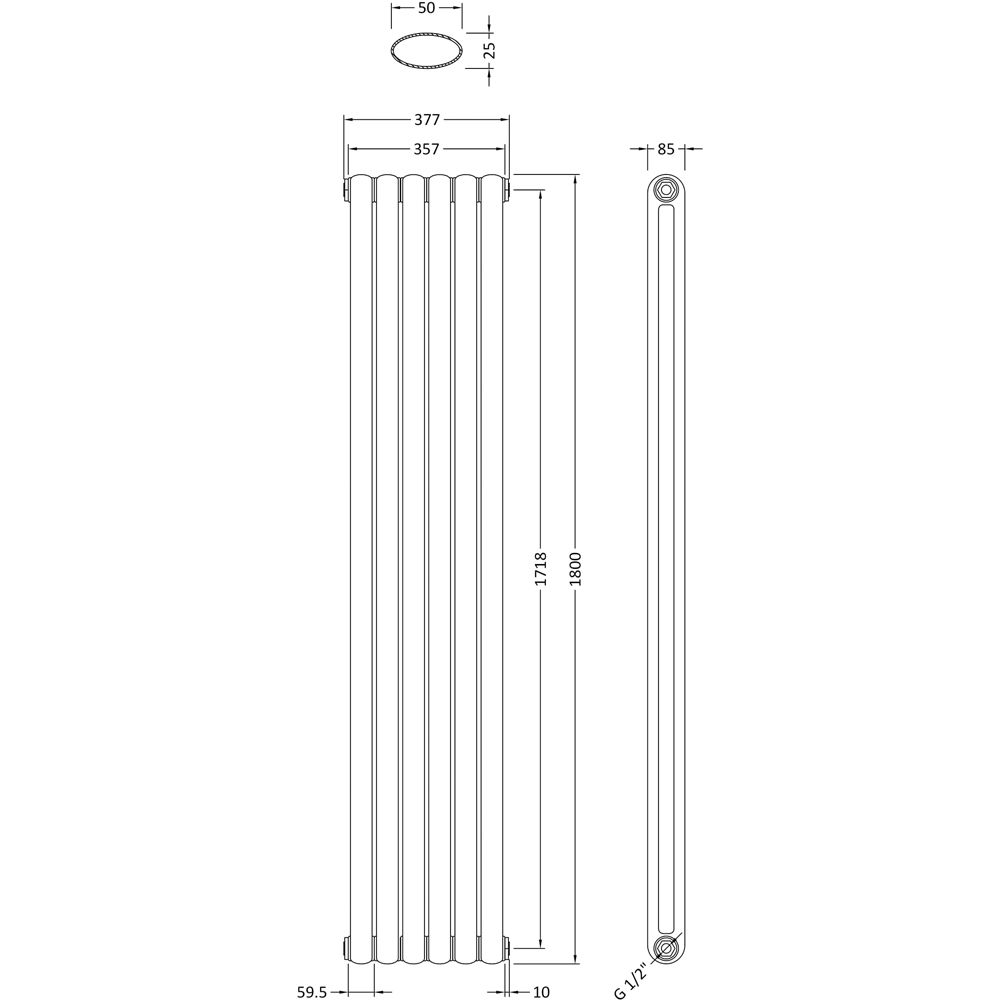 nuie Salvia High Gloss White Radiator 1800 x 383mm Image 3