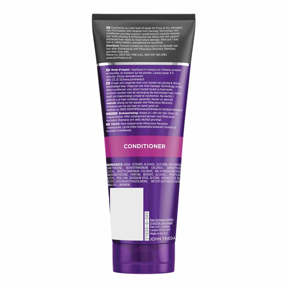 John Frieda Frizz Ease Miraculous Recovery Conditioner 250ml Image 2