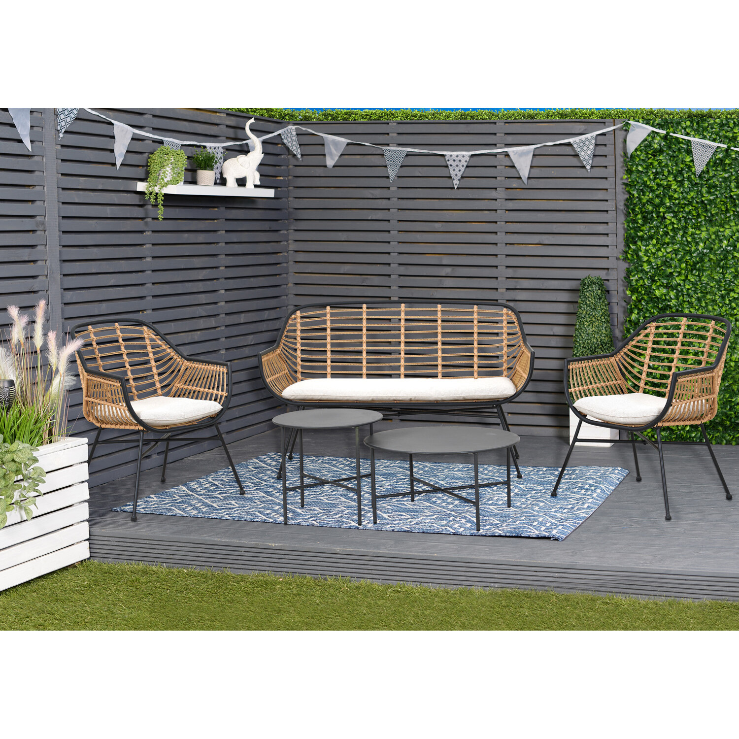 5 Piece Antigua Conversation Set - Black Image 2