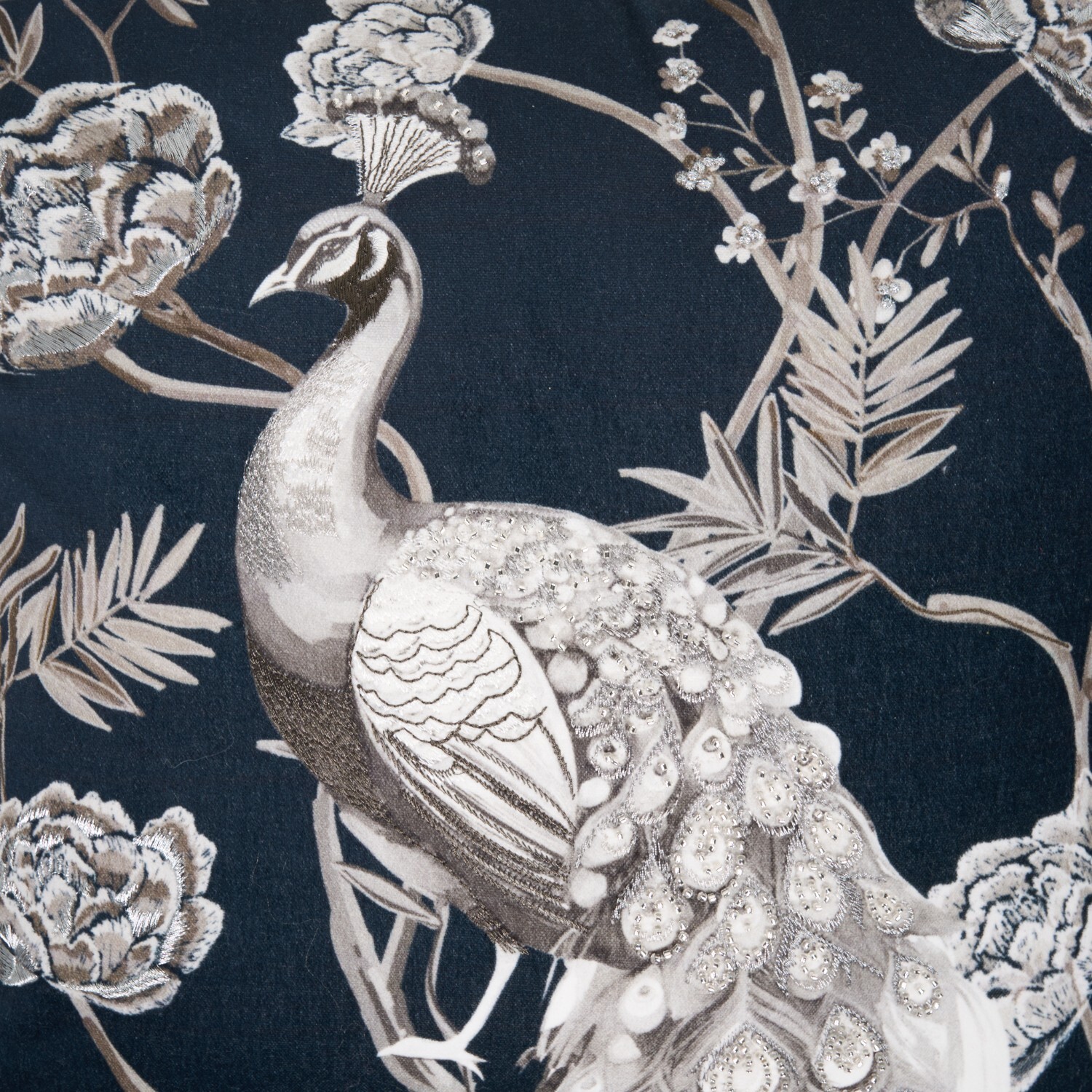 Majestic Peacock Cushion Navy Image 2