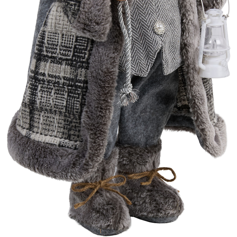 Scandi Standing Santa Decoration Grey Image 5