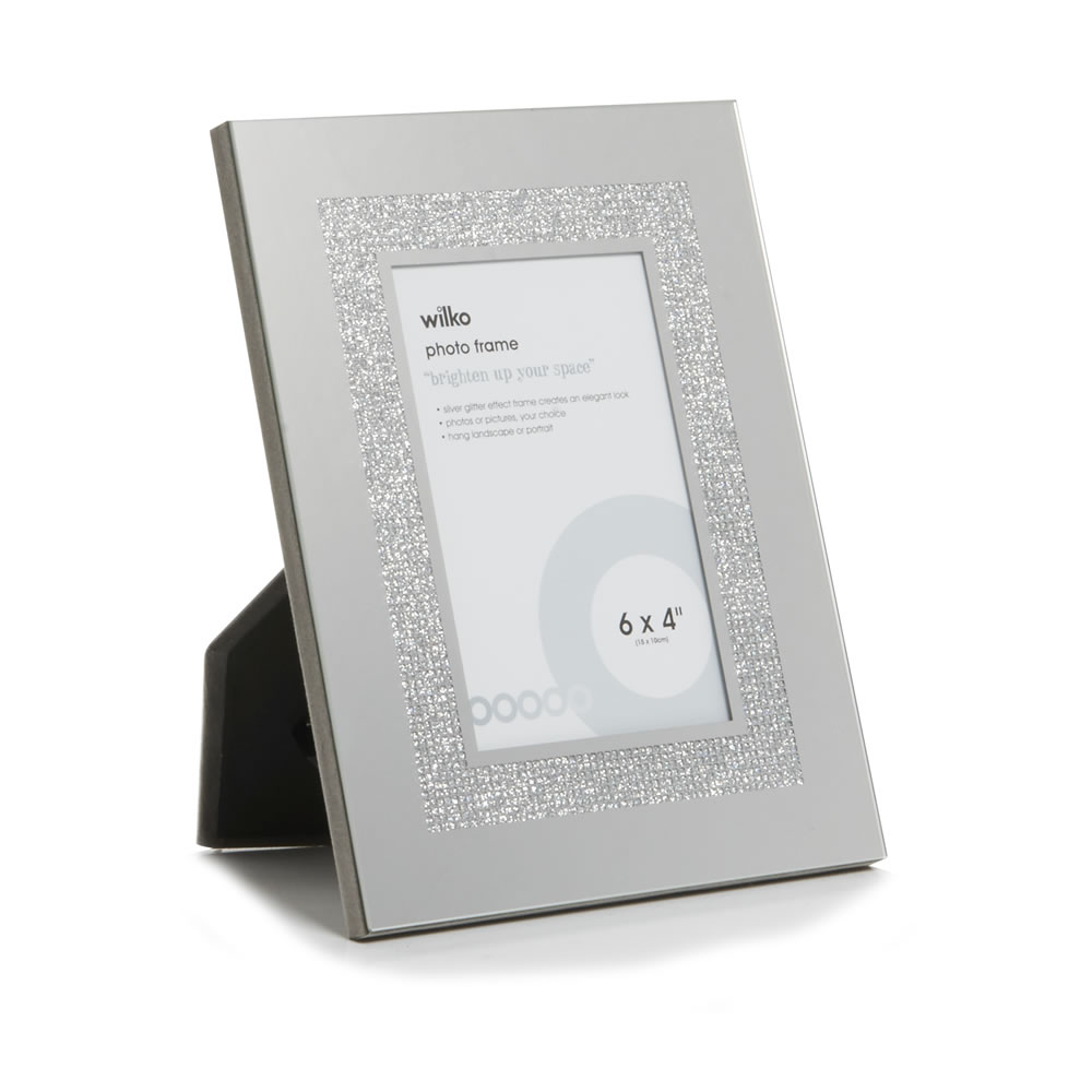 Wilko Silver Glitter Photo Frame 6 x 4 Inch Wilko
