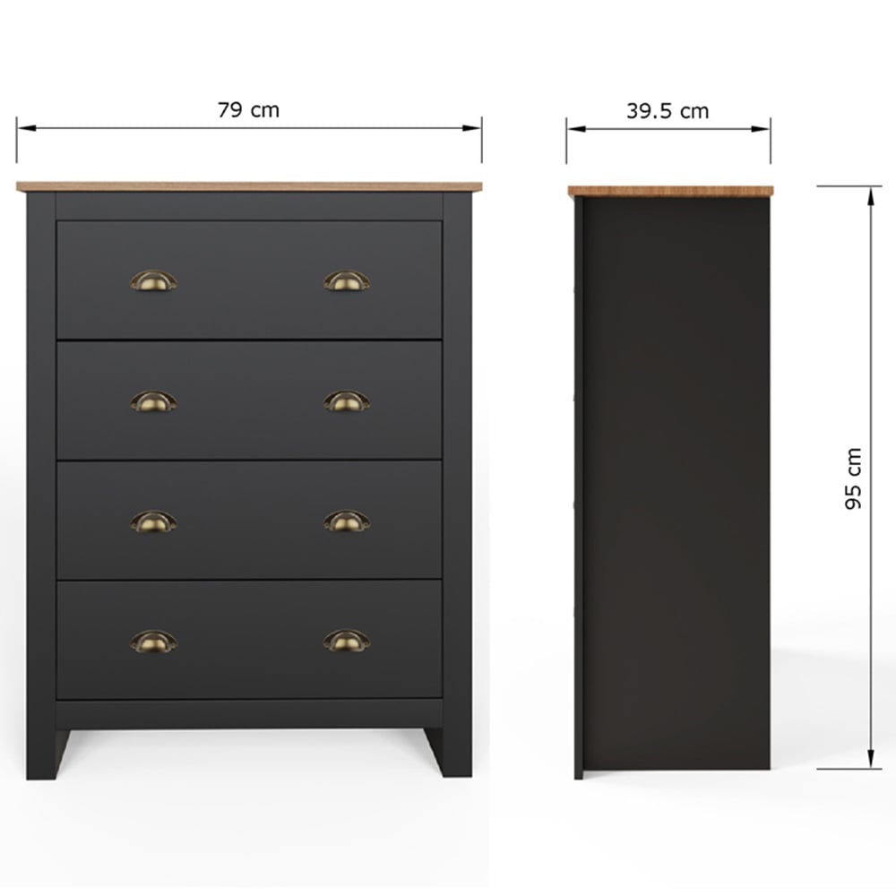 GFW Lancaster 3 Piece Black and Oak Bedroom Set Image 9