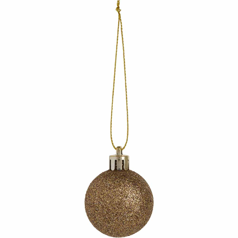 Wilko Rococo Glitter Gold Christmas Baubles 9 Pack Image 2