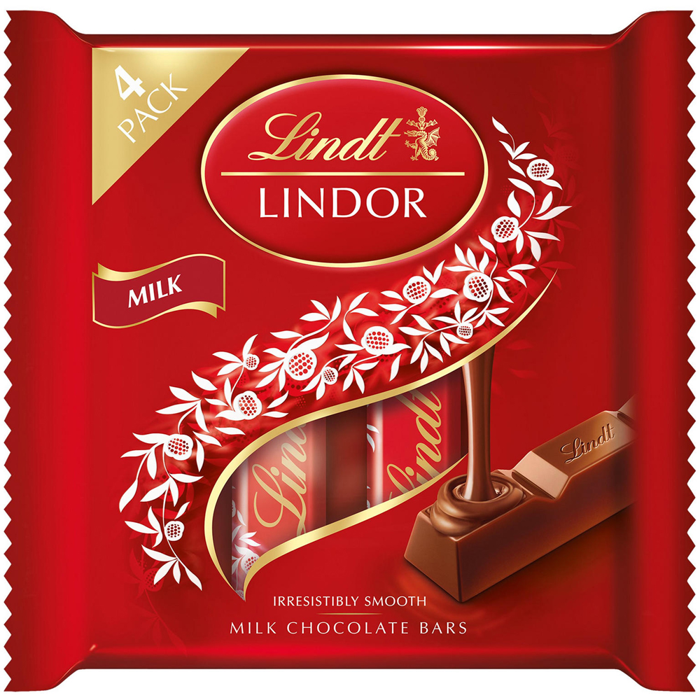 Lindt Lindor Milk Bar 4 Pack Image
