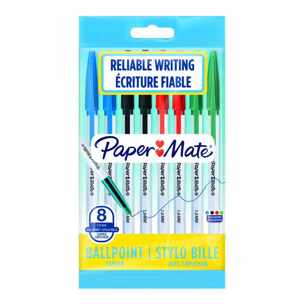 Paper Mate Papermate Ballpoint Assorted Pen 8 pack  - wilko