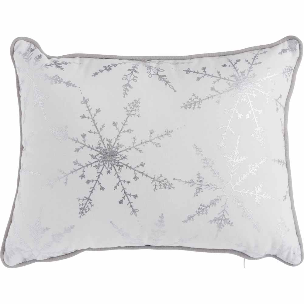 Wilko Snowflake Cushion 43 x 33cm Image 1