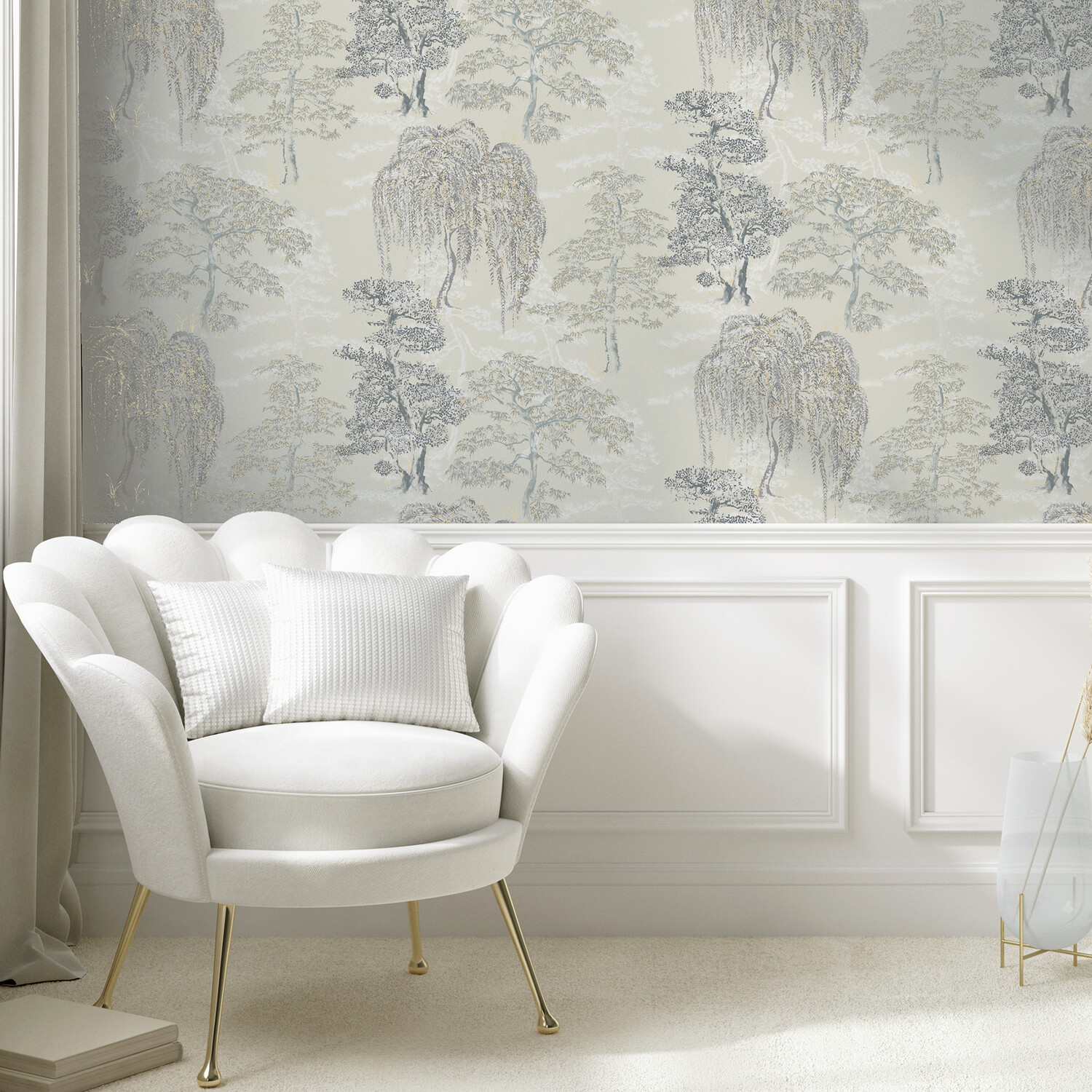 Oriental Garden Wallpaper - Soft Blue Image 7
