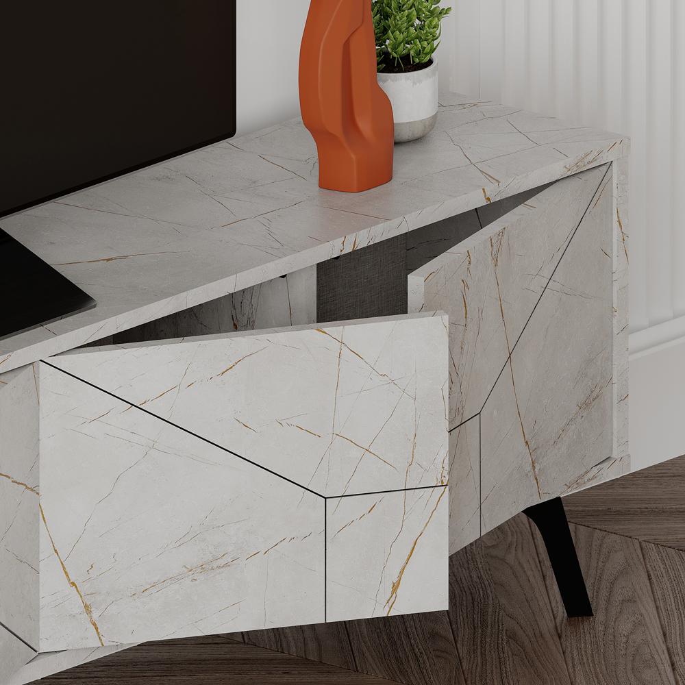 Decortie Dune 4 Door Gold Marble Effect TV Stand Image 5