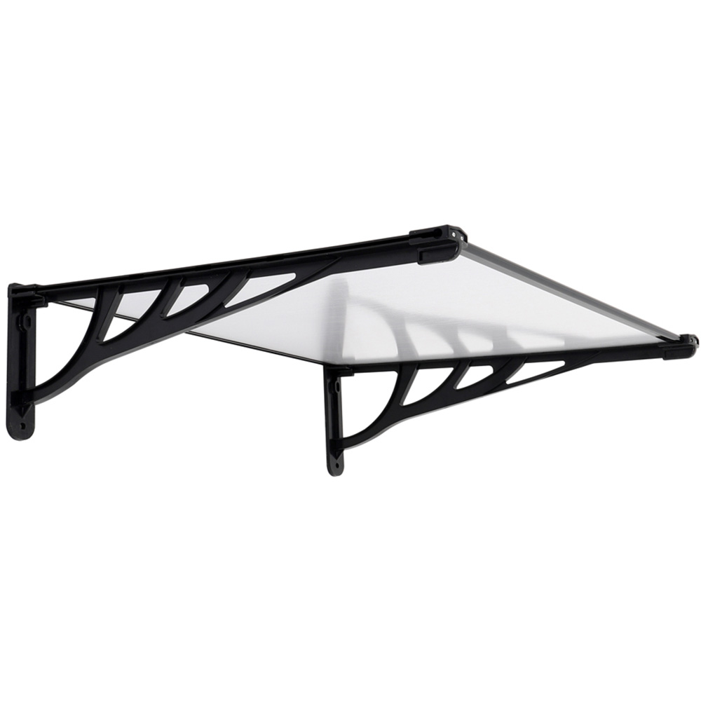 Living and Home Black Window and Door Awning Canopy with Brackets 90 x 150cm Image 2