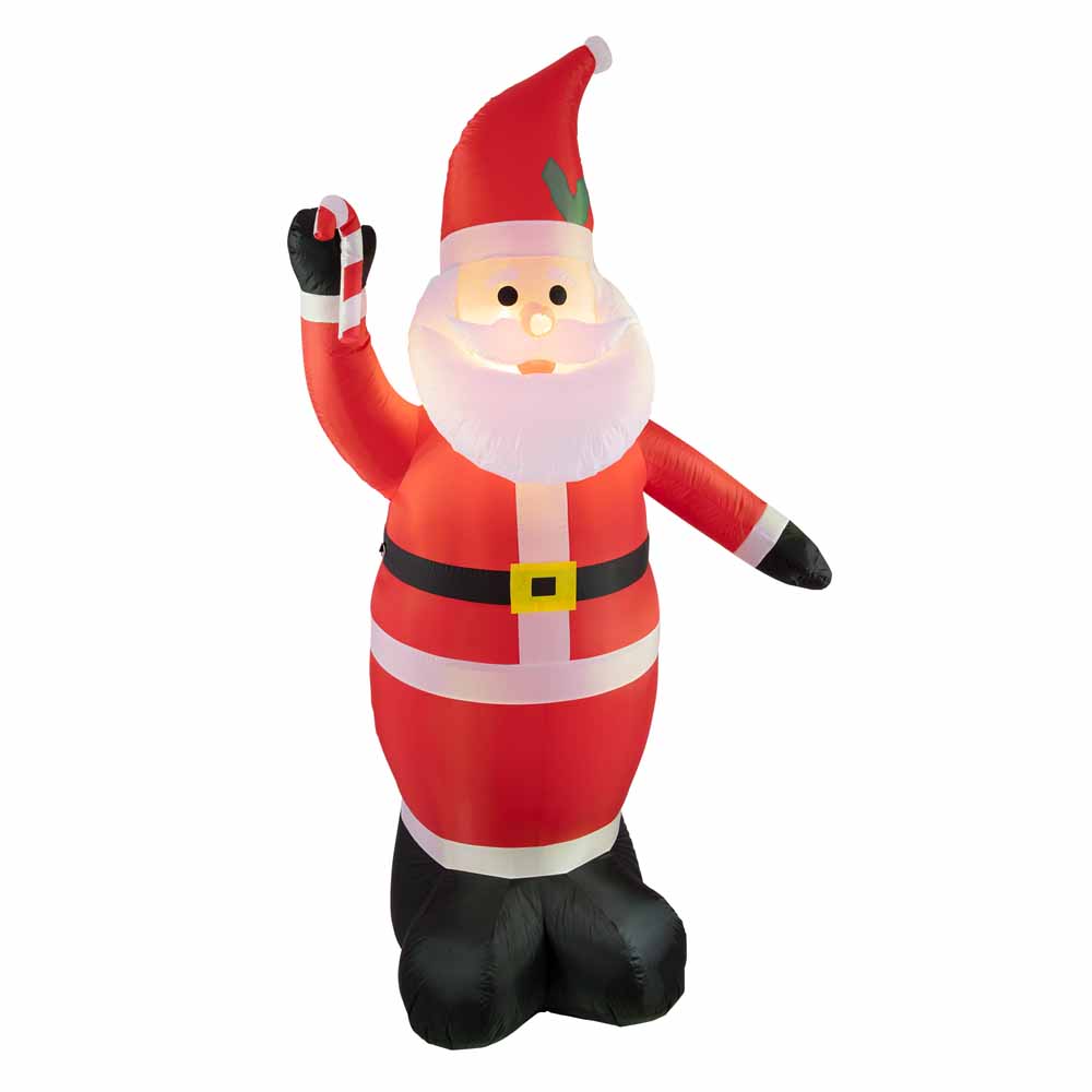 Inflatable Santa with Candy Cane 8ft Image 2