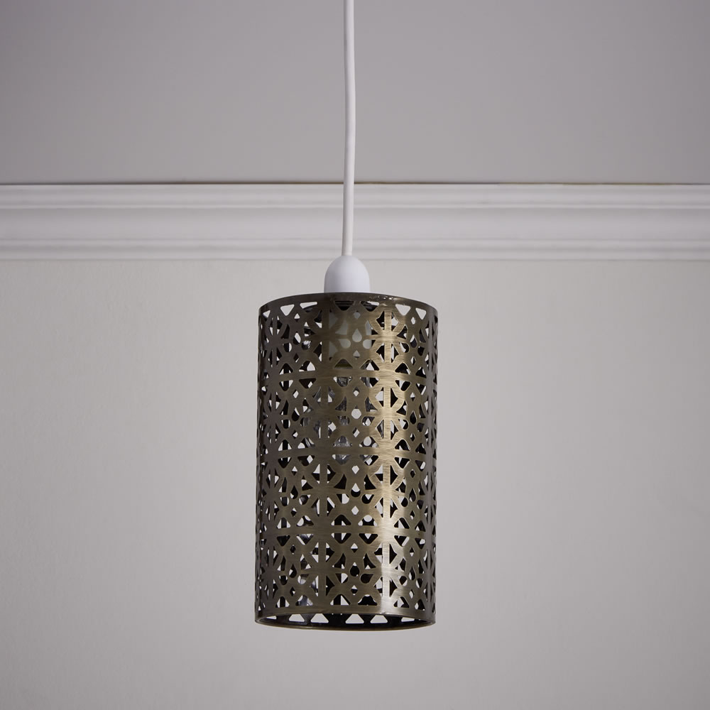 Wilko Tunis Brass-Effect Pendant Light Shade Image 1