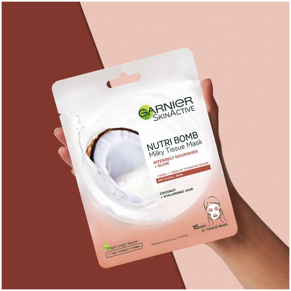 Garnier NutriBomb Milky Coconut and Hyaluronic Acid Tissue Mask Image 2