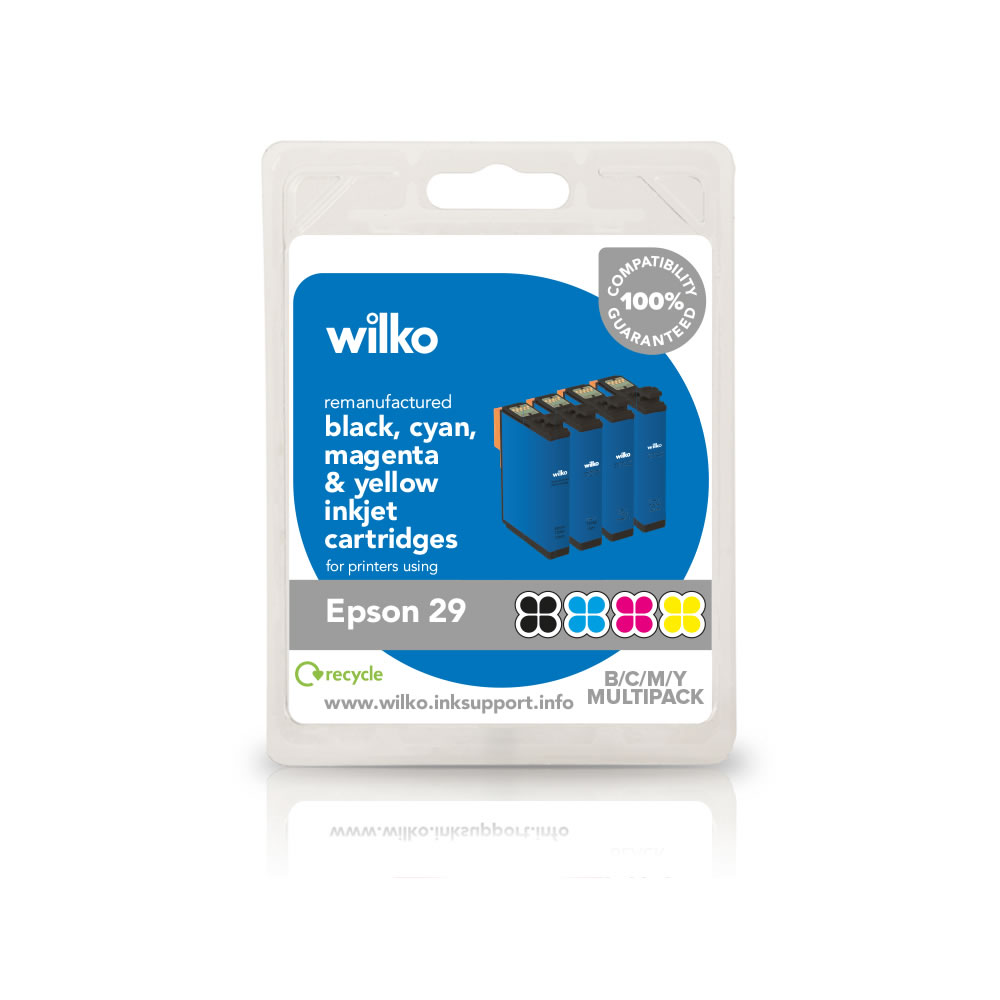 Wilko Remanufactured Epson 29 Black, Cyan, Magenta and Yellow Inkjet Cartridge Multipack Image 1