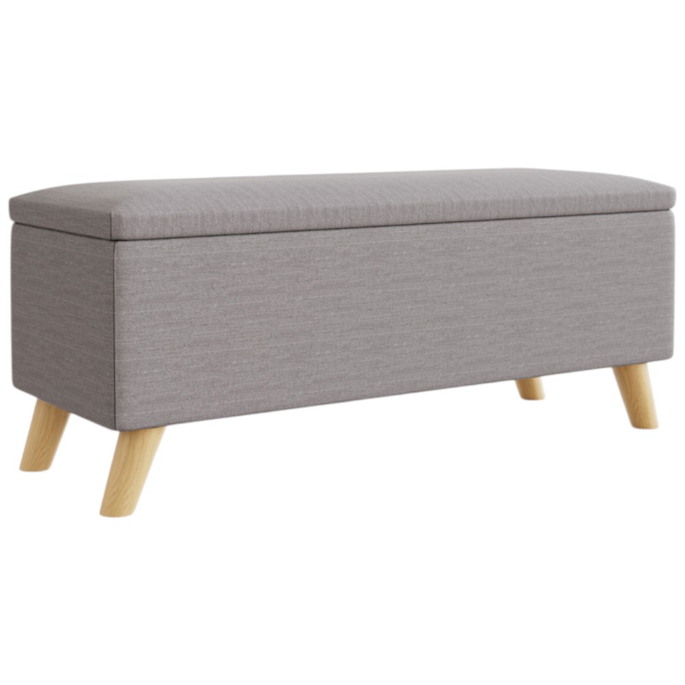 GFW Secreto Grey Hopsack Fabric Ottoman Storage Bench Image 2