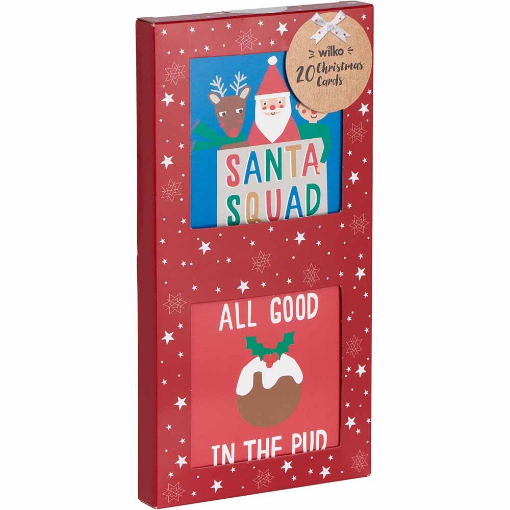 Wilko Santa Squad Christmas Cards 20 Pack Image 1