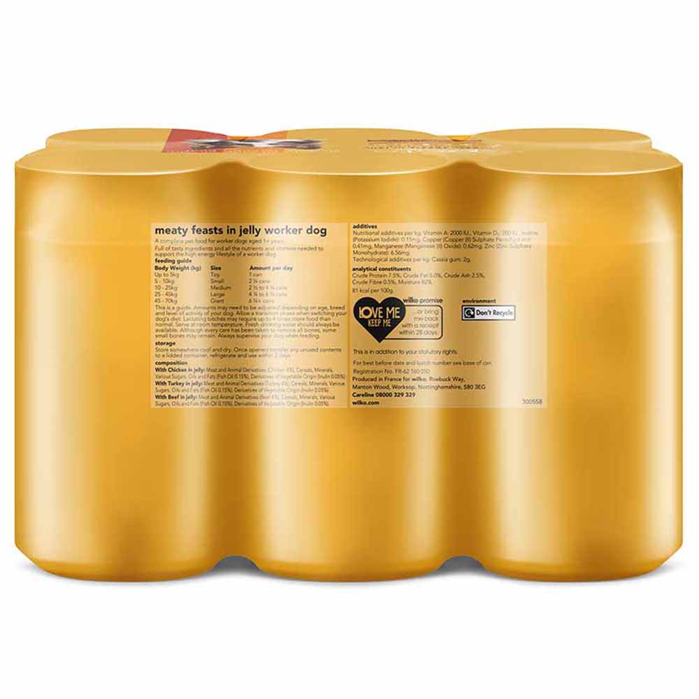 Wilko Meaty Feasts in Jelly Variety Worker Dog Food 6 x 400g Image 3