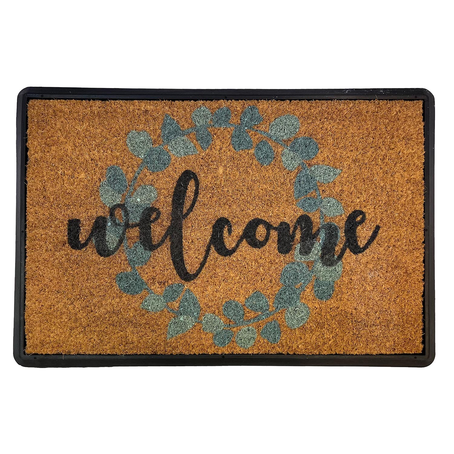 Printed Coir Tray Mat - Brown / Welcome Image