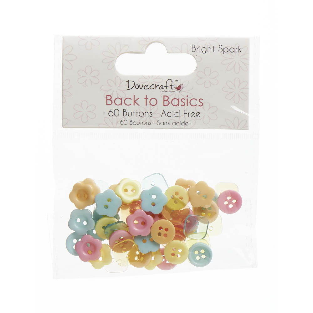 Dovecraft Back to Basics Bright Spark Buttons 60pk Image 1