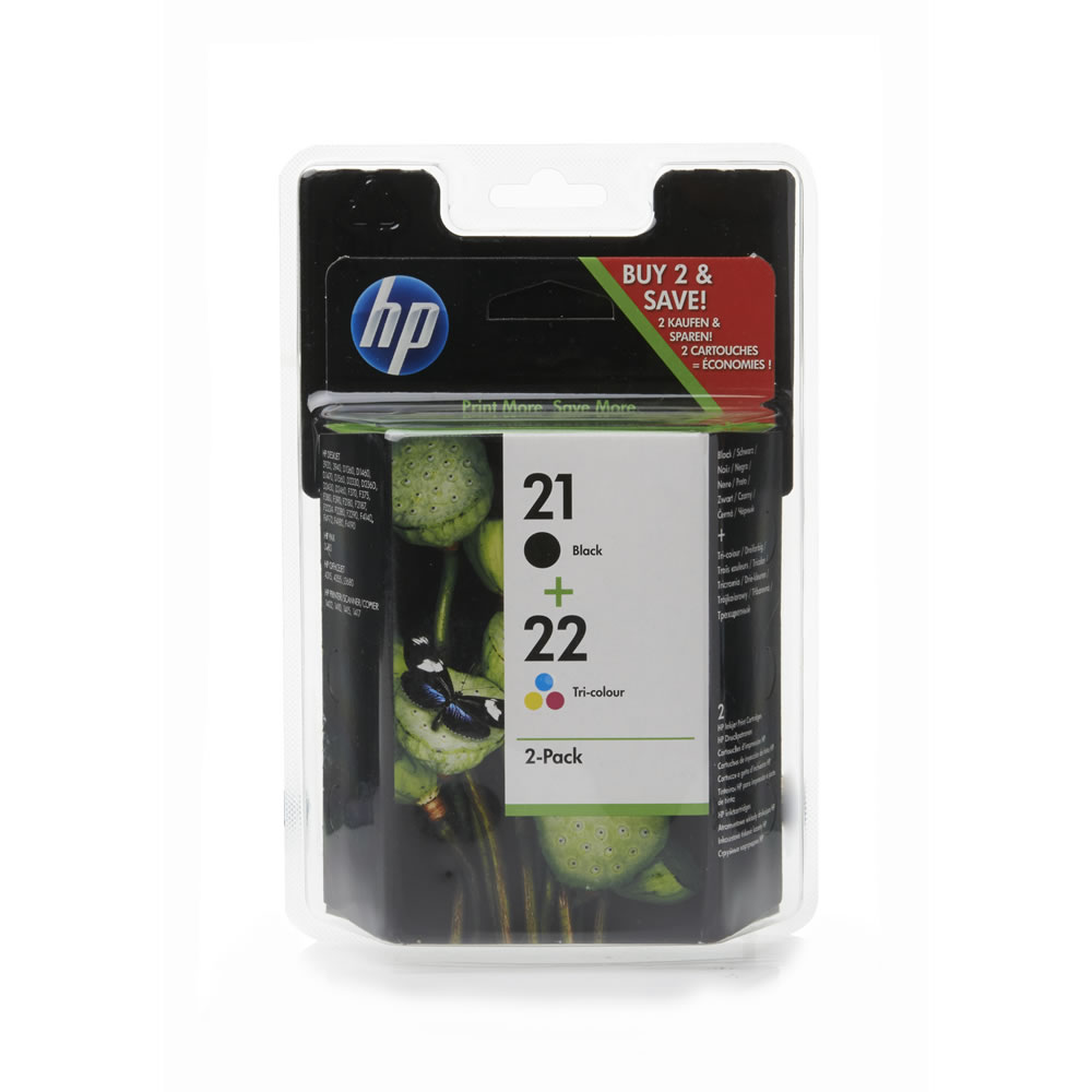 HP 21/22 Black and Tri Colour Ink Cartridge Multipack Image
