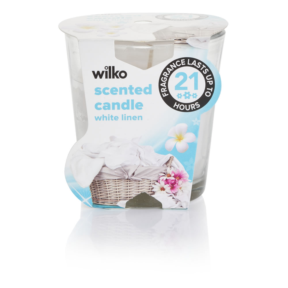Wilko White Linen Scented Candle Image 1