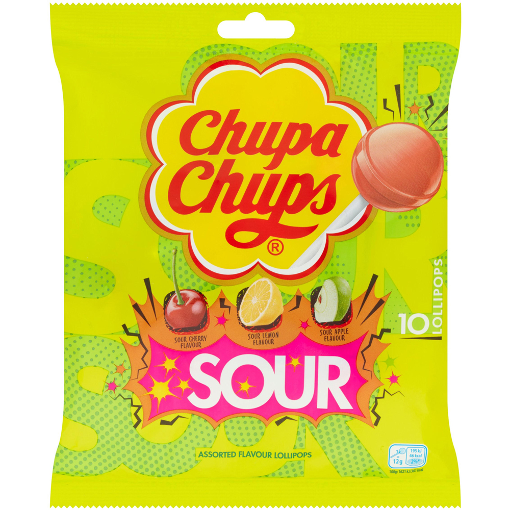 Chupa Chups Sour Lollies 10 Pack Image