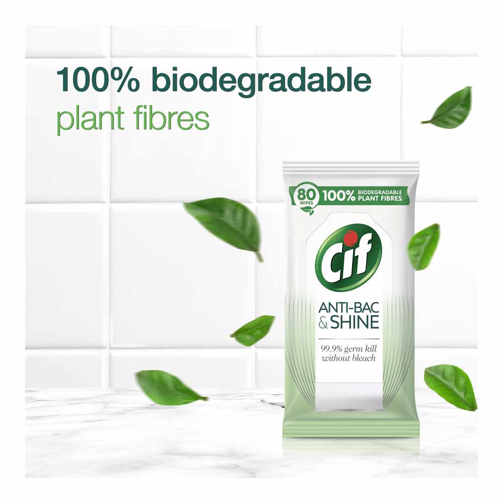Cif Bio Anti Bacterial and Shine Multi Purpose Wipes 80 Pack Image 6