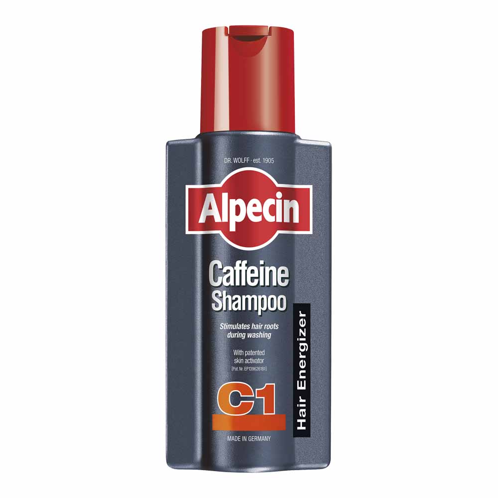 Alpecin C1 Caffeine Shampoo 250ml  - wilko Now you can transport the unique active ingredient of Caffeine to the hair roots during washing. Alpecin Caffeine shampoo 250ml penetrates the scalp even when the shampoo has been rinsed out. In just 120 seconds the active ingredient travels along the hair shaft direct to your hair follicles. The shampoo doesn't contain any softeners (eg. hair silicone) so it also helps to improve the hair structure after just a few washes. Fine and weakened hair becomes stronger and can be styled more easily. Keep out of reach of children. For external use only. Use daily for best results. Ensure that the shampoo is left on the scalp for 2 minutes before rinsing to ensure that the caffeine is fully absorbed into the hair foilcles. Tips & AdviceUse daily to allow the caffeine complex to be fully absorbed into the hair follicles. Always read instructions.