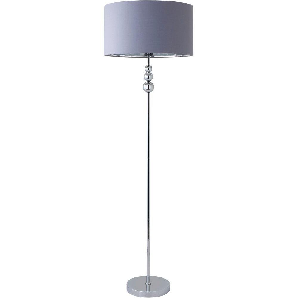 ValueLights Marissa Reni Grey Shade and Chrome Ball LED Floor Lamp Image 1