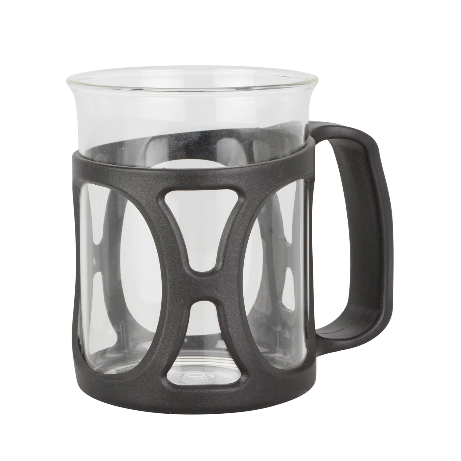 Clear Glass Mug with Abstract Design Plastic Handle Image