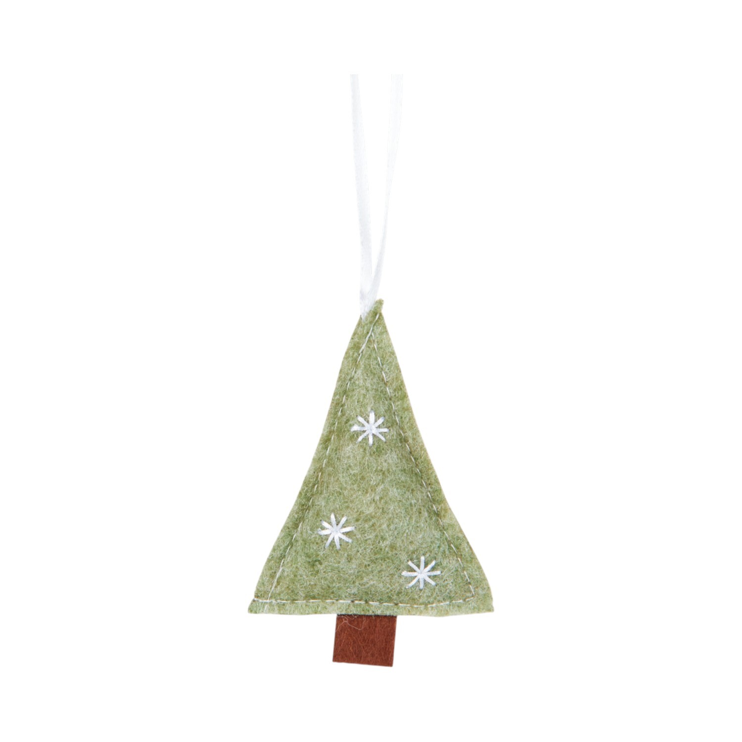 Set of 9 Hanging Felt Tree Decorations Green Image 4