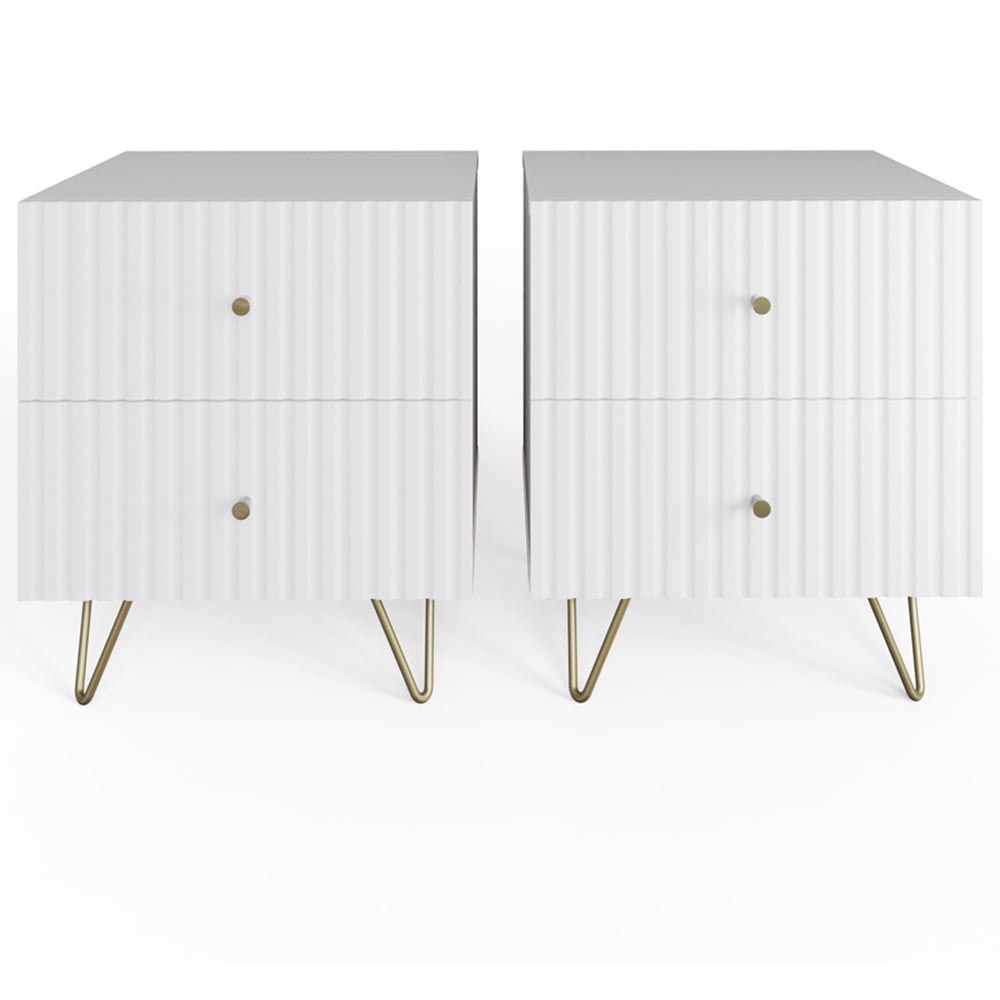 GFW Thalia 2 Drawer White Bedside Table Set of 2 Image 3