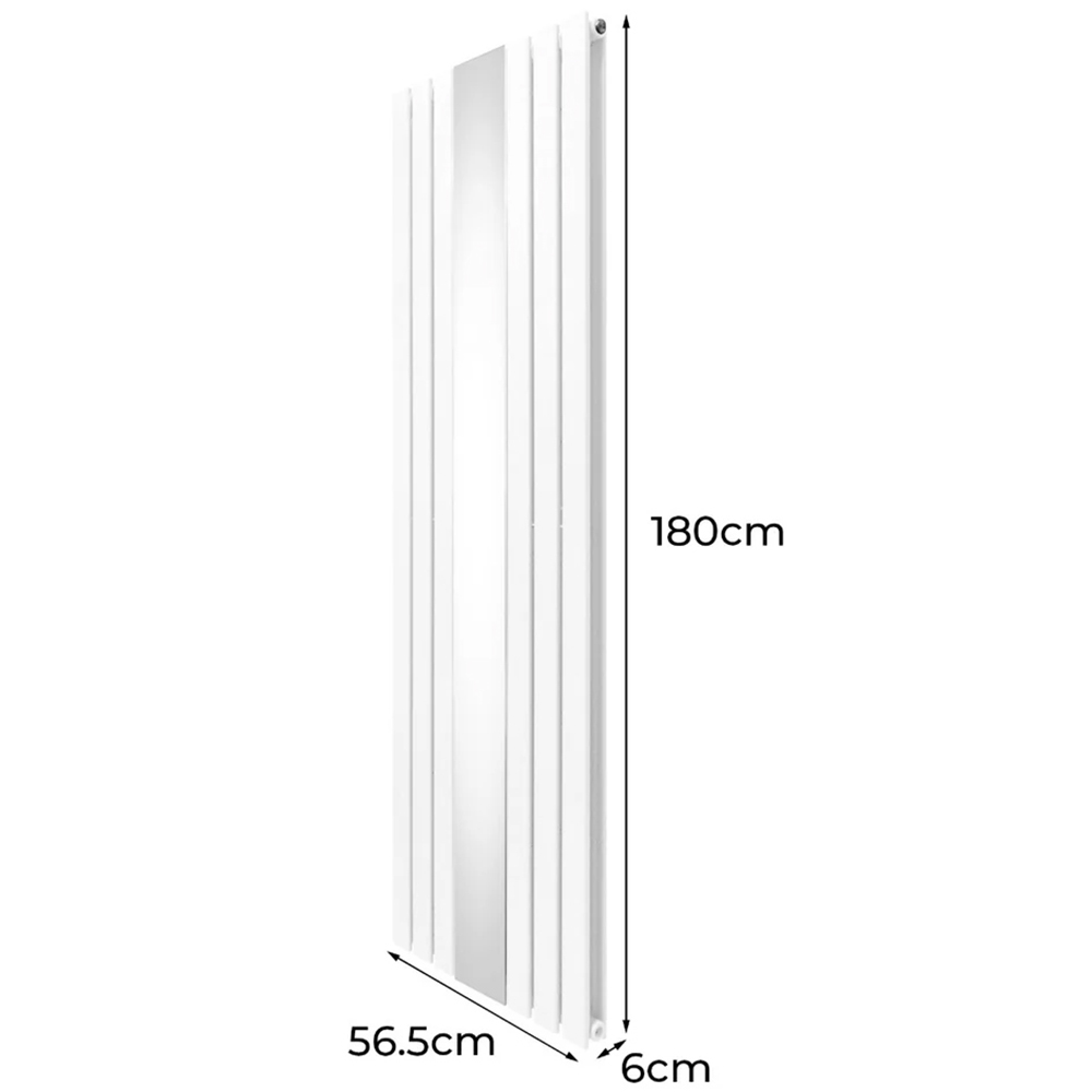 Monster Shop 8092BTU White Flat Panel Mirror Radiator with Valves 1800 x 565mm Image 6
