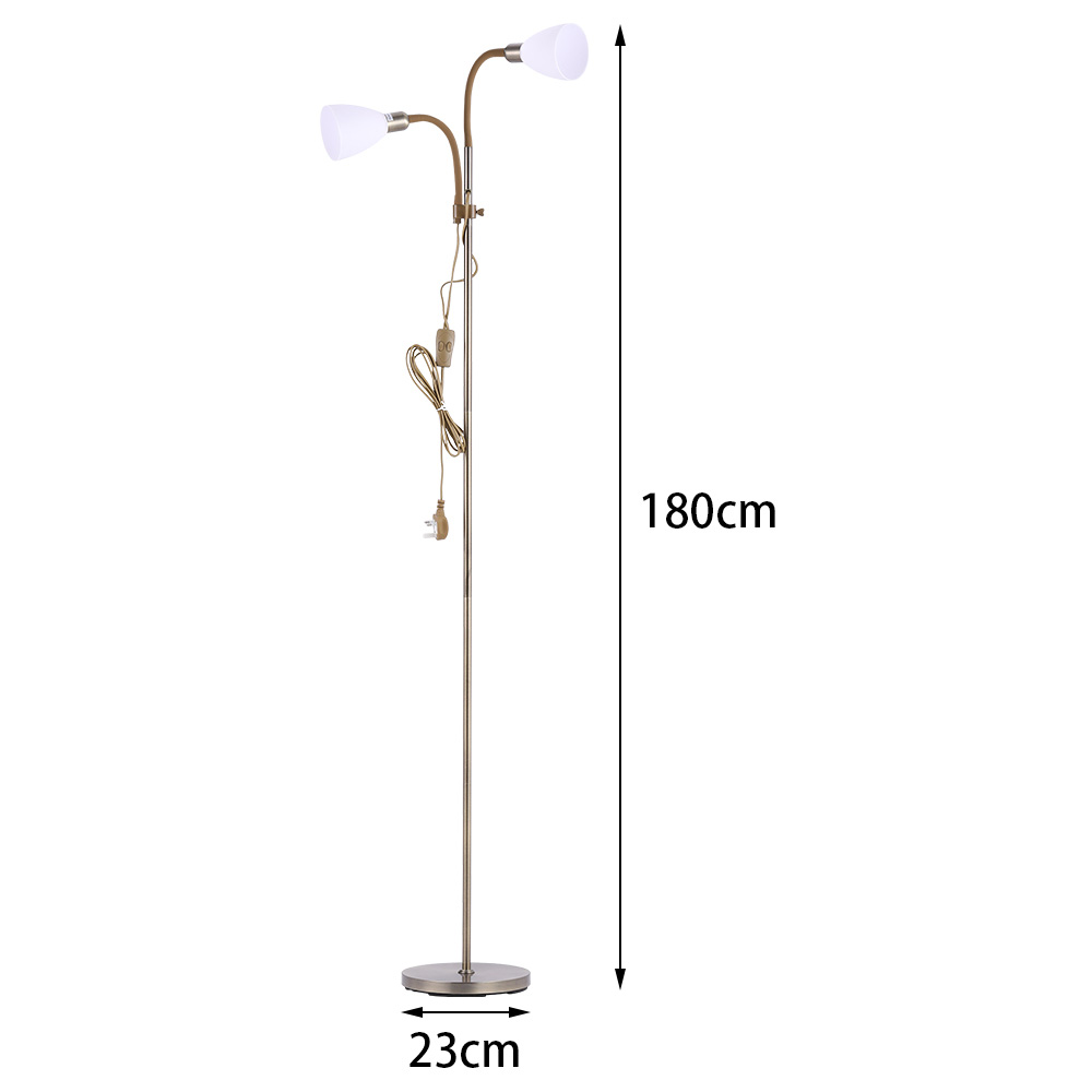Living and Home Brown 2 Head Standing Floor Lamp Image 6