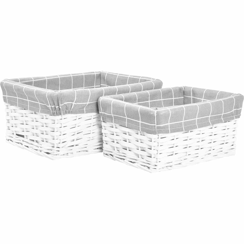Wilko White Wicker Basket 2pk Wilko
