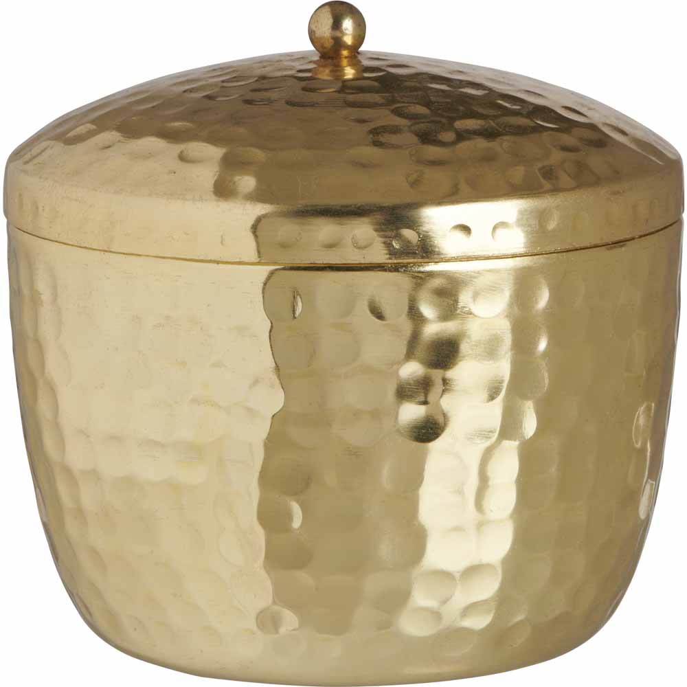Wilko Hammered Brass Candle with Lid Image 1