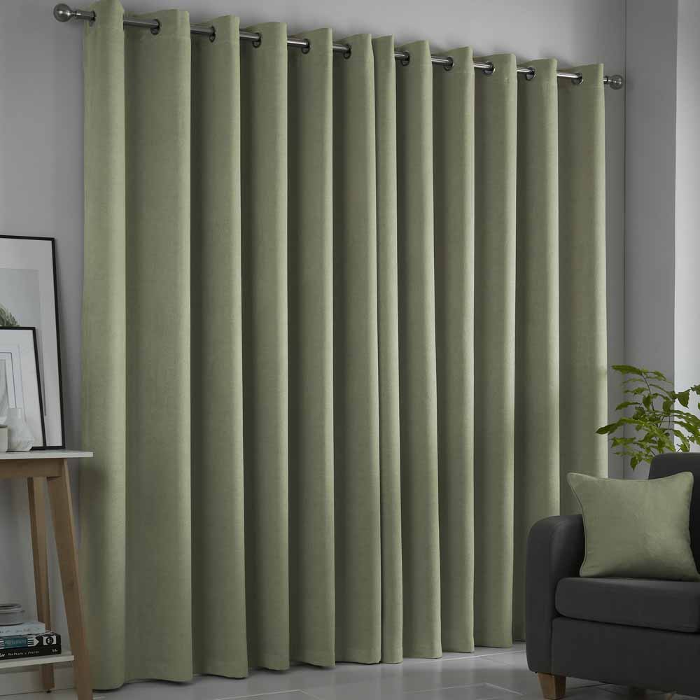 Strata Eyelet Curtain Green W 167cm x D 137cm Image 2