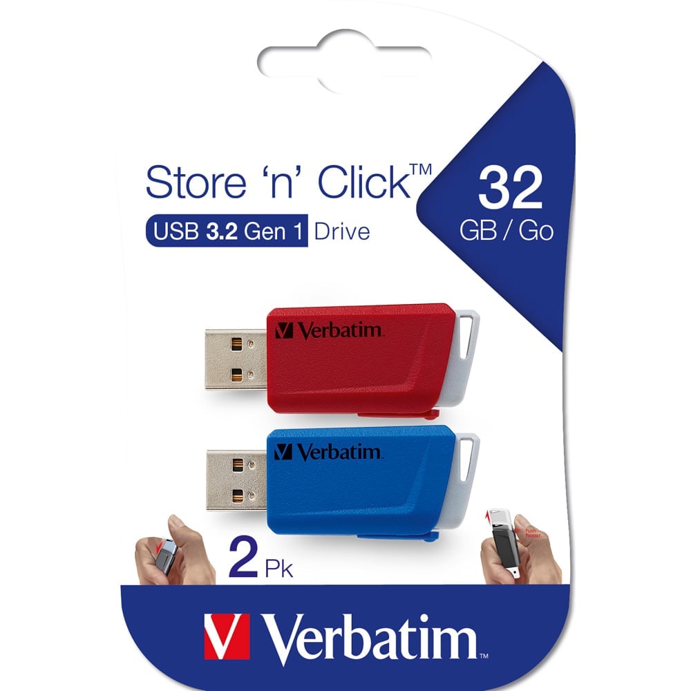Verbatim 32GB Store N Click USB 3.0 Pendrive 2 Pack Image