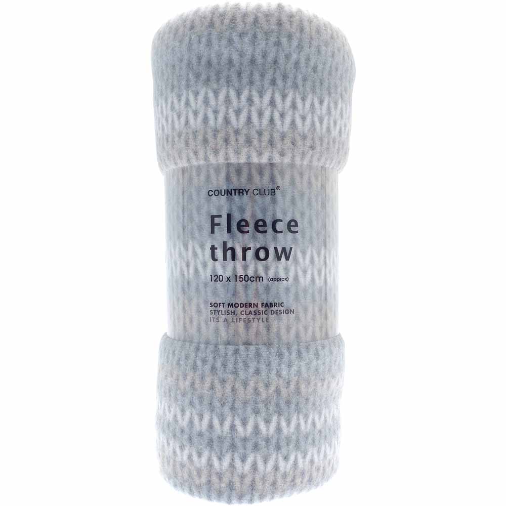 Country Club Fleece Blanket Grey 120 x 150cm Wilko