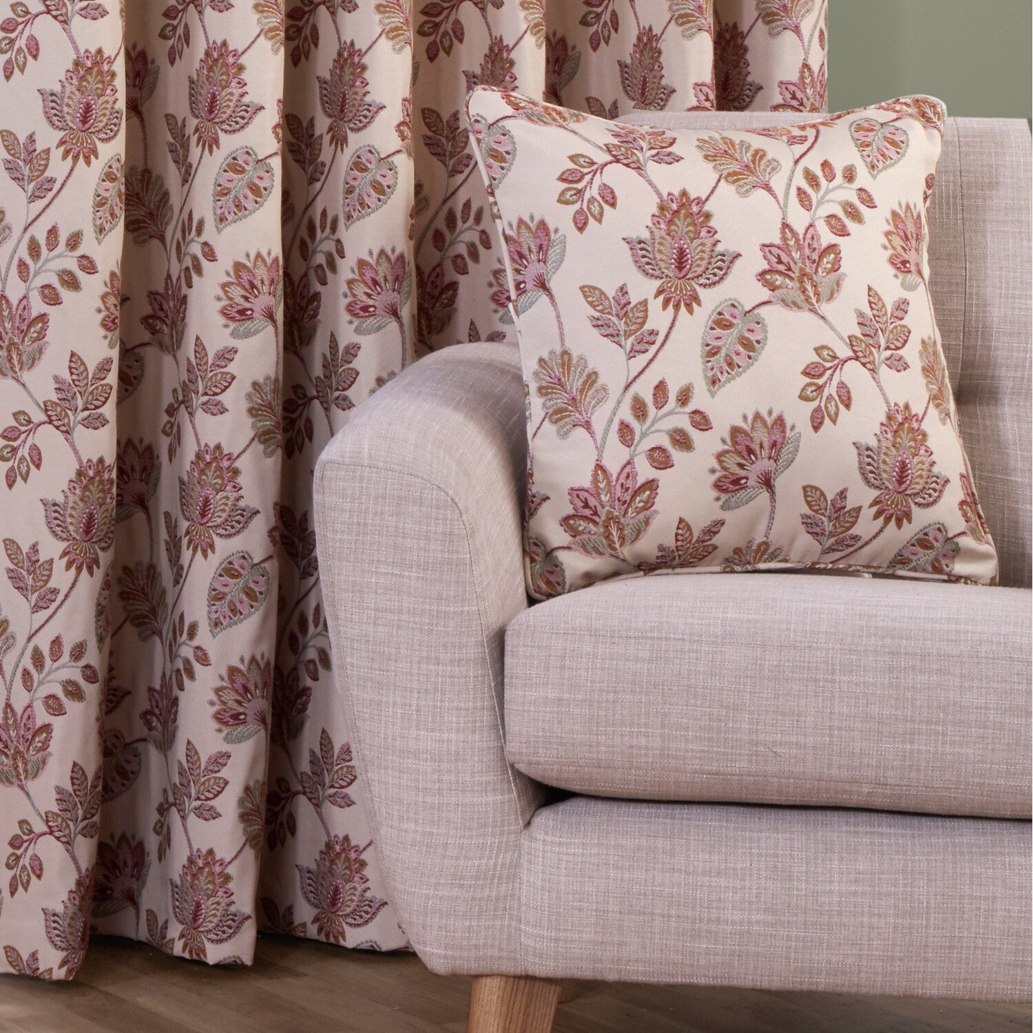 Regency Floral Jacquard Cushion Cream Image 4