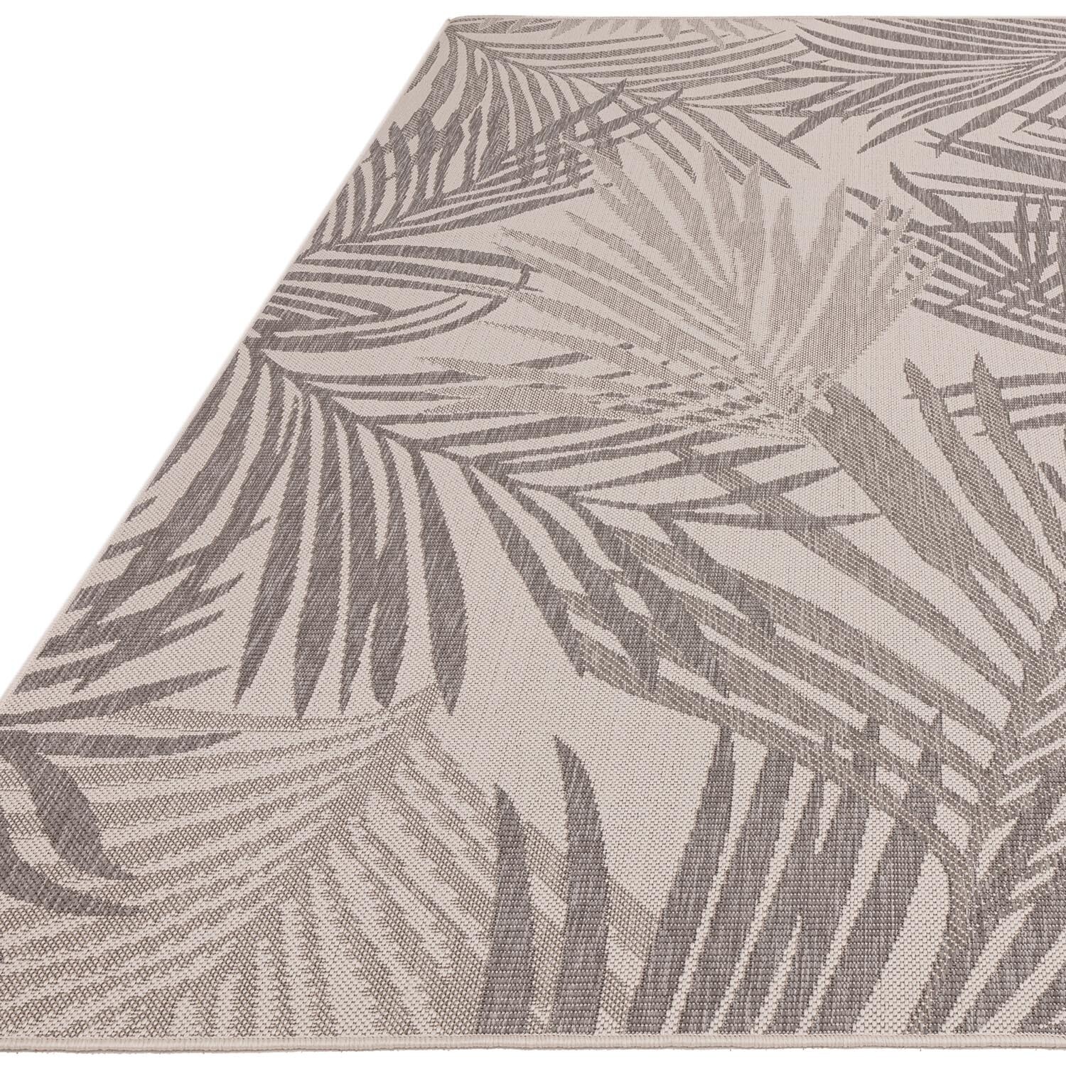 Grey Palm Leaf Indoor Outdoor Rug 160cm Image 3