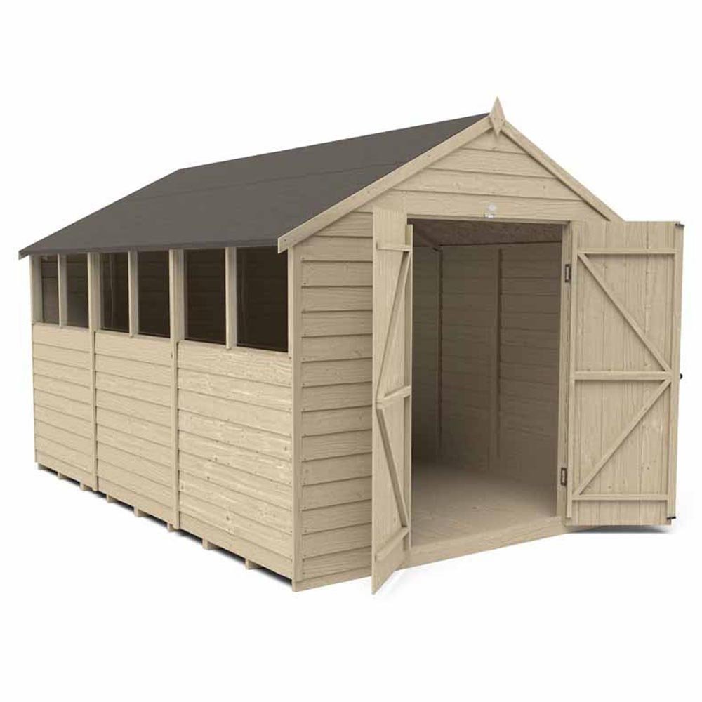 Forest Garden 12 x 8ft Double Door Overlap Pressure Treated Apex Shed Image 2