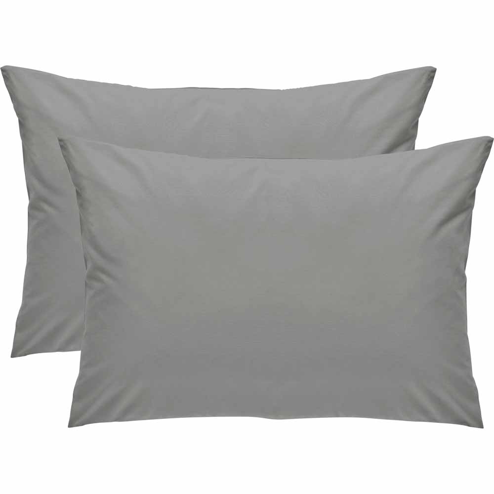 Wilko Easy Care Silver Housewife Pillowcases 2 Pack Image 1